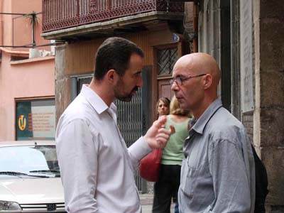 Perpignan sept. 2009: Stéphane Ledoux, "patron" d'Eyedea et Alain Frillet, directeur des rédactions à Visa pour l'image.